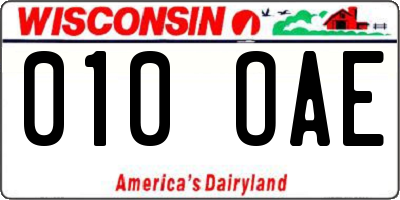 WI license plate 010OAE