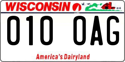 WI license plate 010OAG