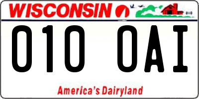 WI license plate 010OAI