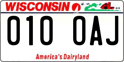 WI license plate 010OAJ