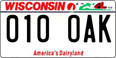 WI license plate 010OAK