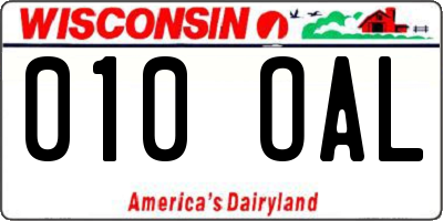 WI license plate 010OAL
