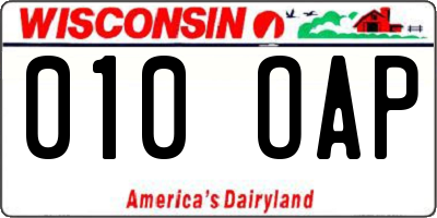 WI license plate 010OAP