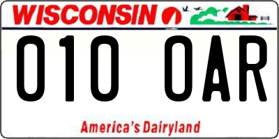 WI license plate 010OAR