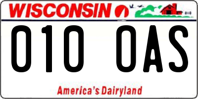 WI license plate 010OAS