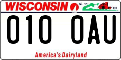WI license plate 010OAU