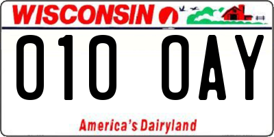 WI license plate 010OAY