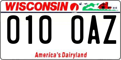 WI license plate 010OAZ