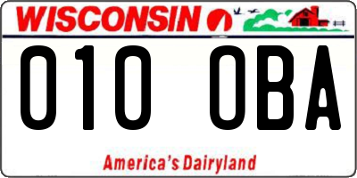 WI license plate 010OBA