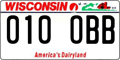 WI license plate 010OBB