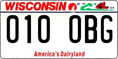 WI license plate 010OBG