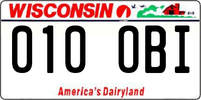 WI license plate 010OBI
