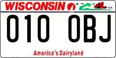 WI license plate 010OBJ