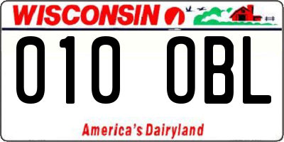 WI license plate 010OBL