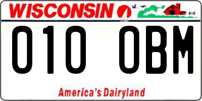 WI license plate 010OBM