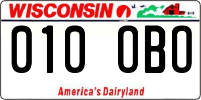 WI license plate 010OBO