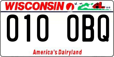 WI license plate 010OBQ