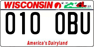 WI license plate 010OBU