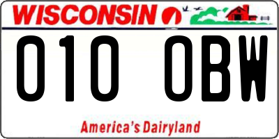 WI license plate 010OBW