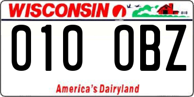 WI license plate 010OBZ