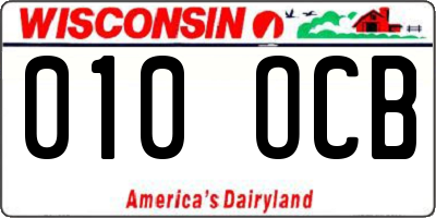WI license plate 010OCB