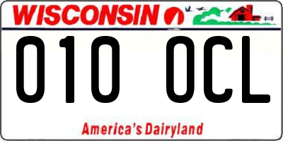 WI license plate 010OCL
