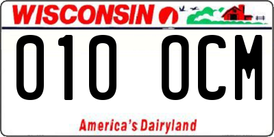 WI license plate 010OCM