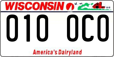WI license plate 010OCO