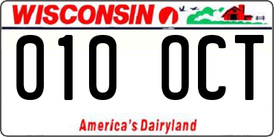WI license plate 010OCT