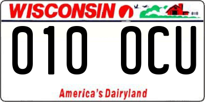 WI license plate 010OCU