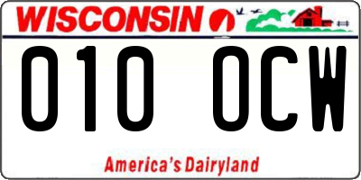 WI license plate 010OCW