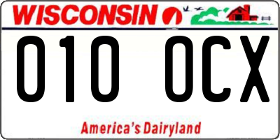 WI license plate 010OCX