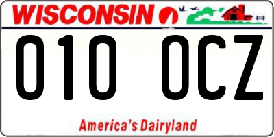 WI license plate 010OCZ