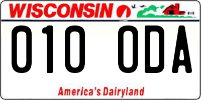 WI license plate 010ODA