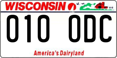 WI license plate 010ODC
