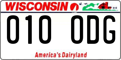 WI license plate 010ODG