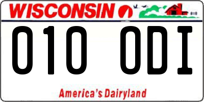 WI license plate 010ODI