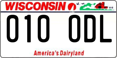 WI license plate 010ODL