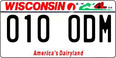 WI license plate 010ODM