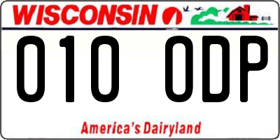 WI license plate 010ODP