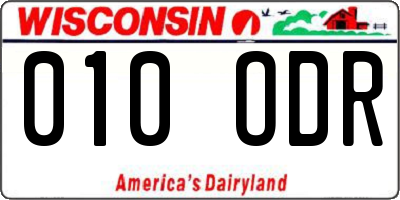 WI license plate 010ODR