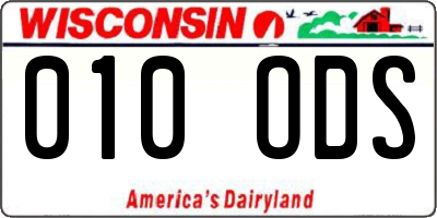 WI license plate 010ODS