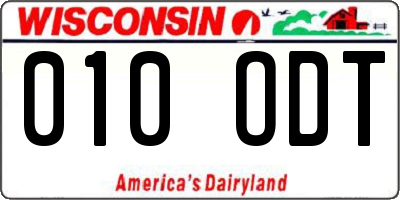 WI license plate 010ODT