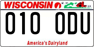 WI license plate 010ODU