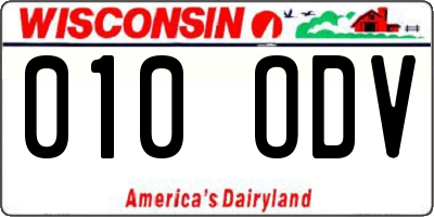 WI license plate 010ODV