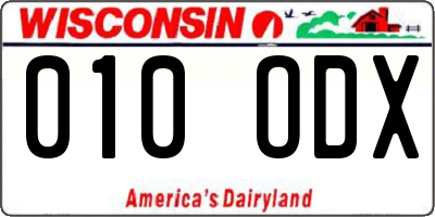 WI license plate 010ODX