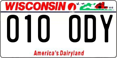 WI license plate 010ODY