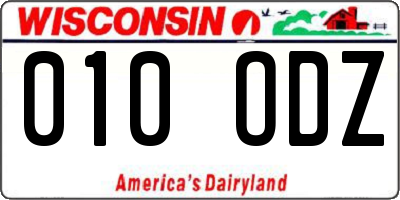 WI license plate 010ODZ
