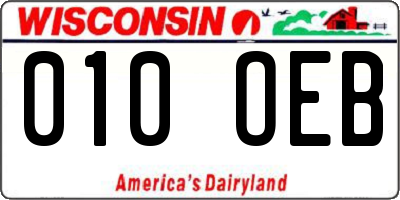WI license plate 010OEB
