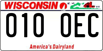 WI license plate 010OEC